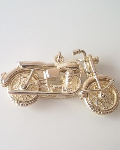 Grand pendentif moto argent massif 925