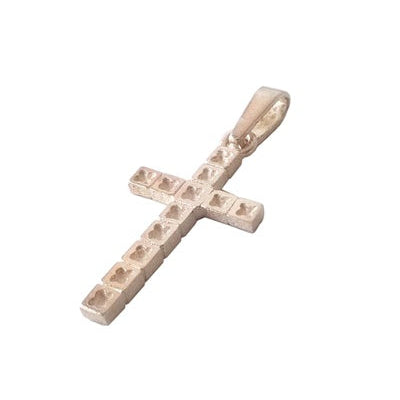 Croix ciselée fantaisie argent 925 mat