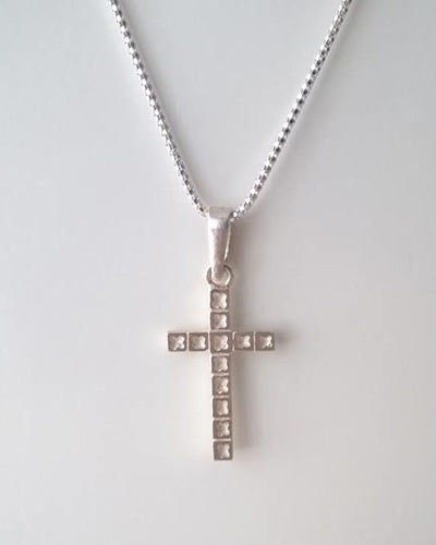 Croix ciselée fantaisie argent 925 mat