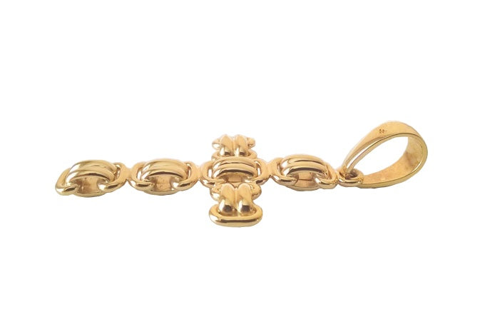 Grande croix fantaisie or jaune 750