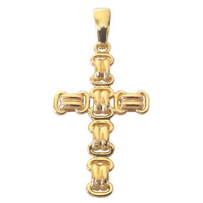 Grande croix fantaisie or jaune 750