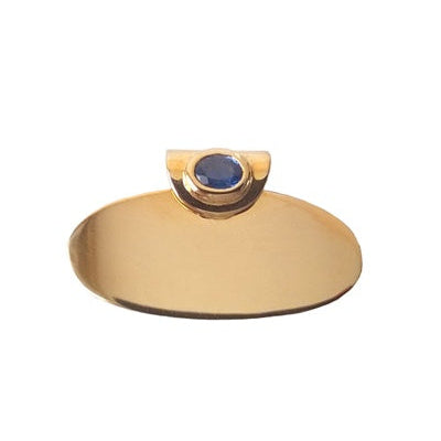 Pendentif plaque ovale saphir or jaune 750