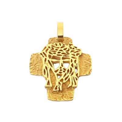 Croix tête du Christ or jaune 750