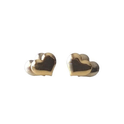 Boucles d'oreilles puces doubles coeurs 2 ors 750