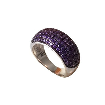 Bague jonc pavé zirconiums violets argent 925