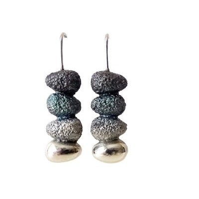 Boucles d'oreilles Concept émaux gris argent 925 Arior