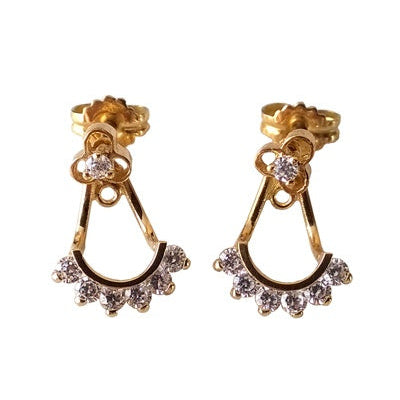 Boucles d'oreilles ear jacket zirconiums or jaune 750