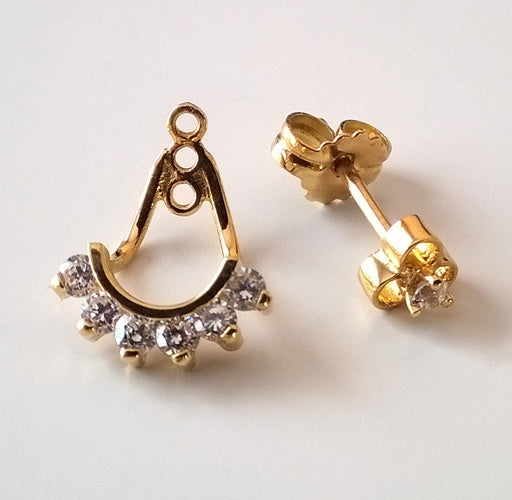 Boucles d'oreilles ear jacket zirconiums or jaune 750