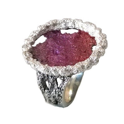 Bague Mistral émaux violet-rouge argent Arior