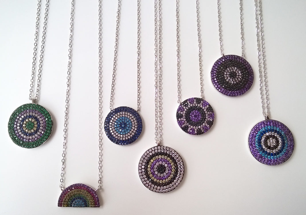 Collier multicolore violet-noir cercle 21,5 mm argent 925