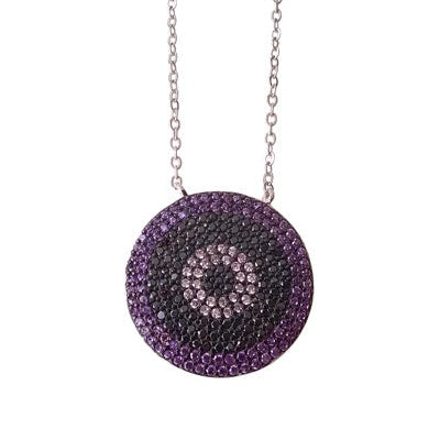 Collier multicolore violet-noir cercle 21,5 mm argent 925