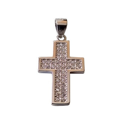 Croix zirconiums argent massif 925 rhodié