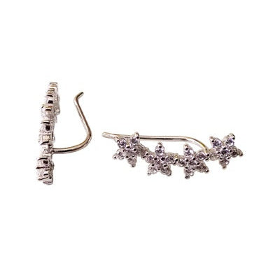 Boucles d'oreilles fleurs montantes zirconiums argent 925