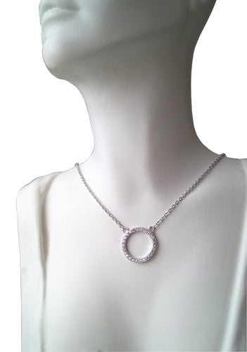 Collier cercle zirconiums argent 925 rhodié