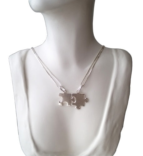 Colgante de doble rompecabezas en plata 925