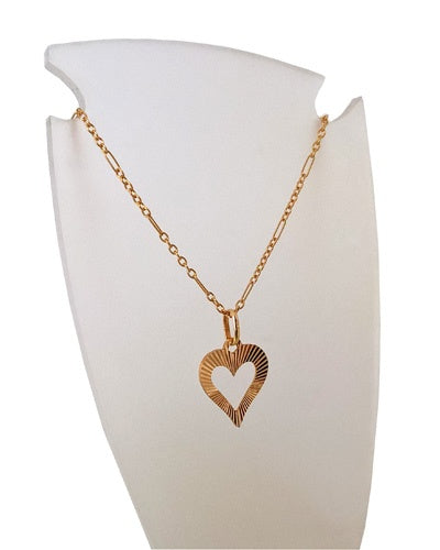 Pendentif coeur ajouré or jaune 750