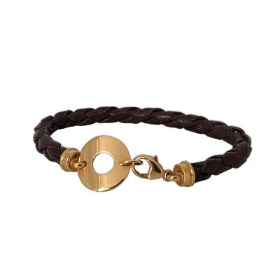 Bracelet cuir Donut or jaune 750