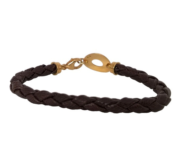 Bracelet cuir Donut or jaune 750