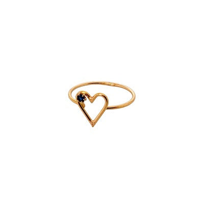 Bague coeur saphir or jaune 750