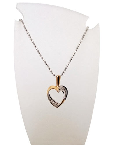 Pendentif coeur bicolore or 750 diamants