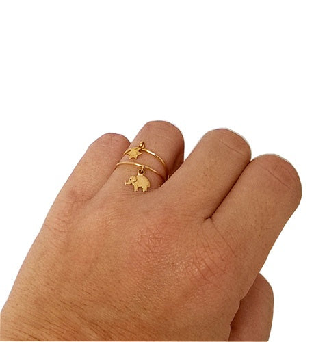 Bague breloque étoile or jaune 750 Arior