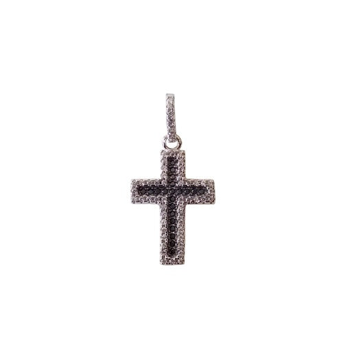Croix zirconiums noirs argent 925 rhodié