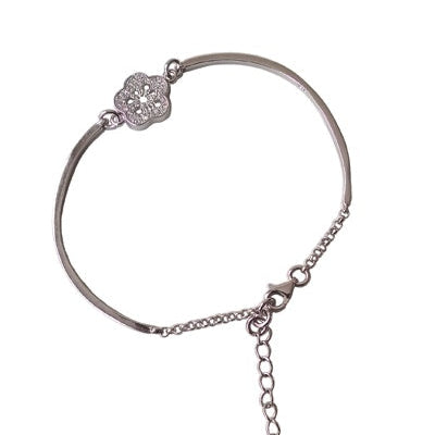 Bracelet demi jonc fleur zirconiums argent 925