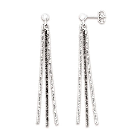 Boucles d'oreilles 3 chaînes argent 925 rhodié Caplain St André