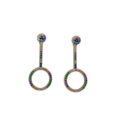Boucles d'oreilles Cercle zircons multicolores argent 925
