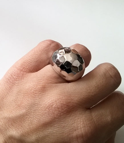 Bague jonc martelé argent 925 rhodié Caplain St André