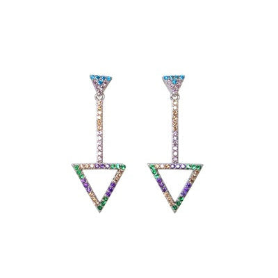 Boucles d'oreilles Triangle zircons multicolores argent 925