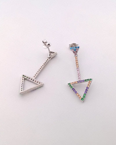 Boucles d'oreilles Triangle zircons multicolores argent 925