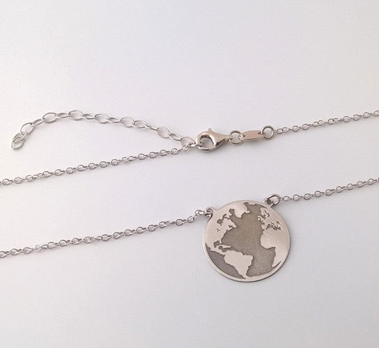 World Necklace in rhodium-plated 925 sterling silver