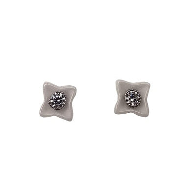 Boucles d'oreilles céramique blanche zircons argent 925 rhodié