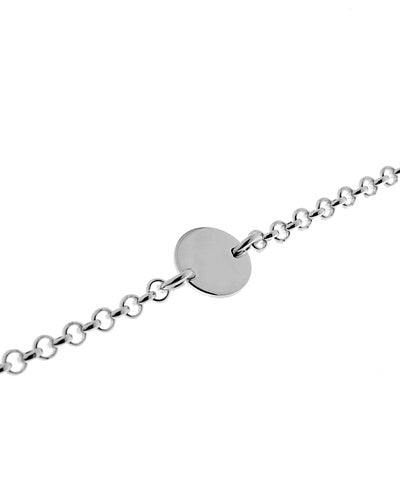 925 silver round plate chain link bracelet