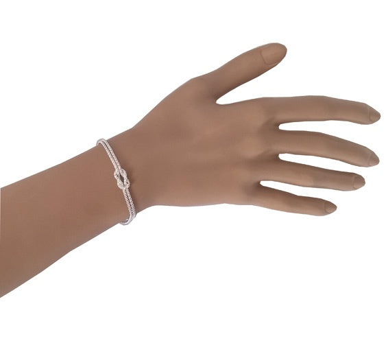 Popcorn bracelet with nautical knot, rhodium-plated 925 silver