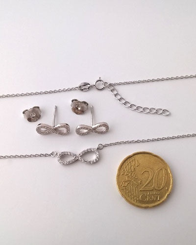 Parure Infini zirconiums argent 925 rhodié
