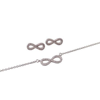 Parure Infini zirconiums argent 925 rhodié