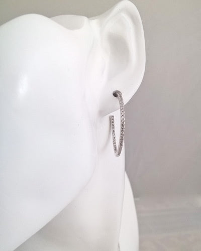 Créoles zirconiums 30mm argent 925 rhodié