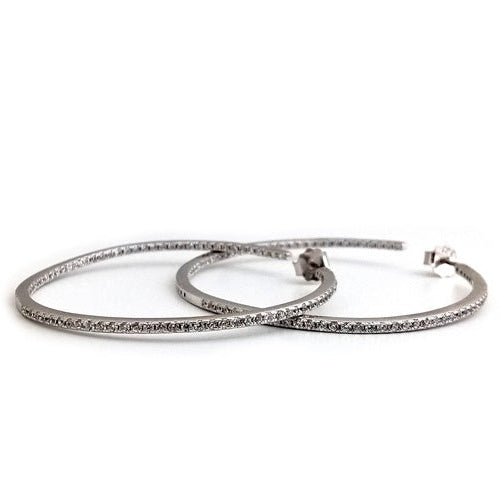 50mm sterling silver zirconium hoop earrings
