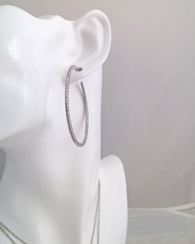 50mm sterling silver zirconium hoop earrings