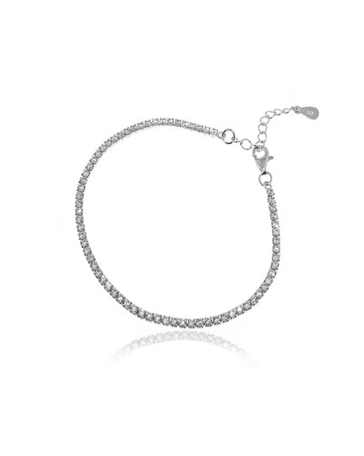 River bracelet with white zirconia stones, rhodium-plated 925 silver