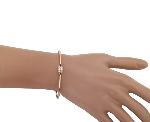 Bracelet jonc diamants rubis or jaune 750