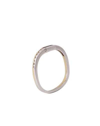 Bague carrée saphir baguette diamants 2 ors 750