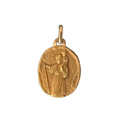 Médaille Saint Christophe 21mm or jaune 750 Augis