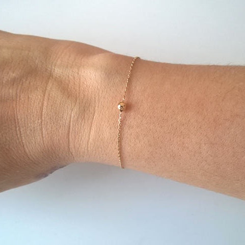 Bracelet forçat fine et boule or rose 750
