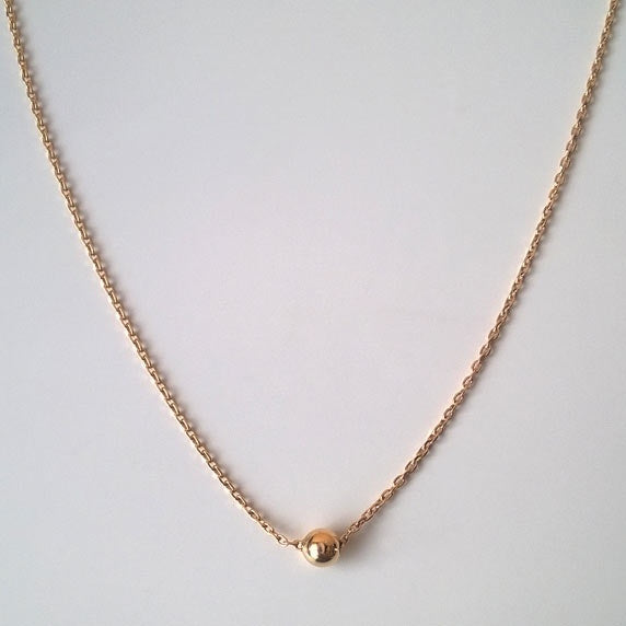 Collier choker forçat fin et boule or rose 750