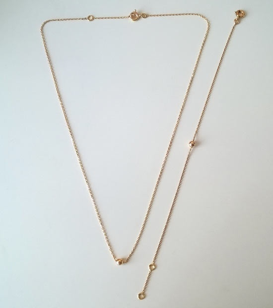 Collier choker forçat fin et boule or rose 750