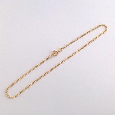 Chaine de cheville 23,5 cm alternée or jaune 750