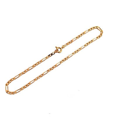 Chaine de cheville alternée lourde 23,5 cm or jaune 750